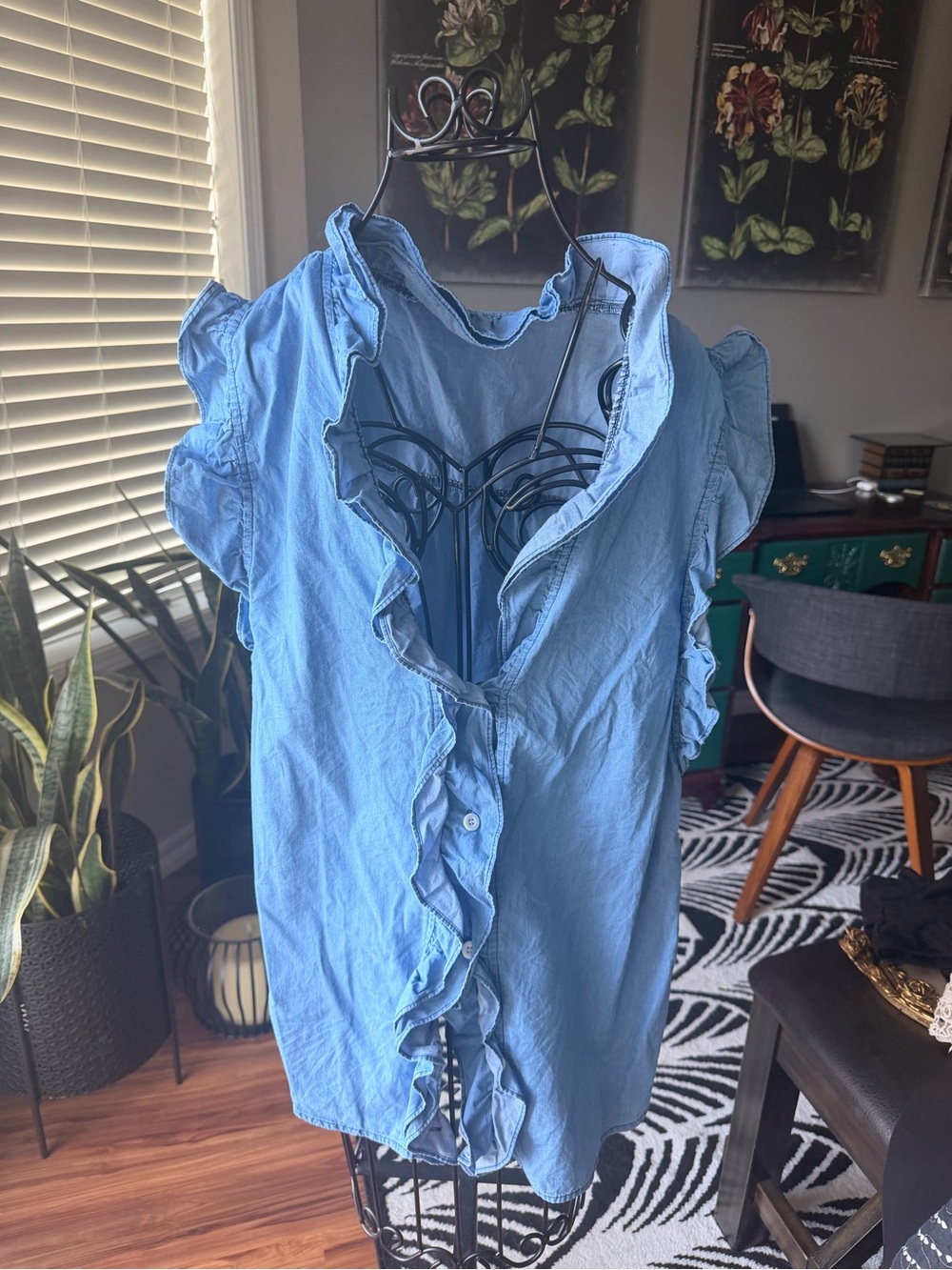Light Blue Ruffle Sleeveless top